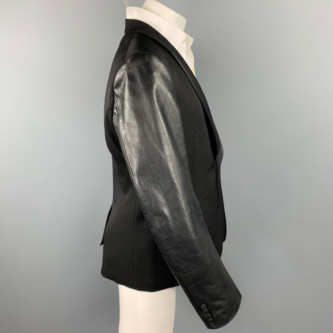 JUNYA WATANABE Size XL Black Mixed Materials Wool Tuxedo Sport Coat