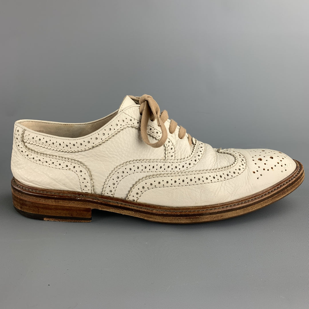 TO BOOT NY Size 12 White Perforated Leather Wingtip Lace Up Shoes