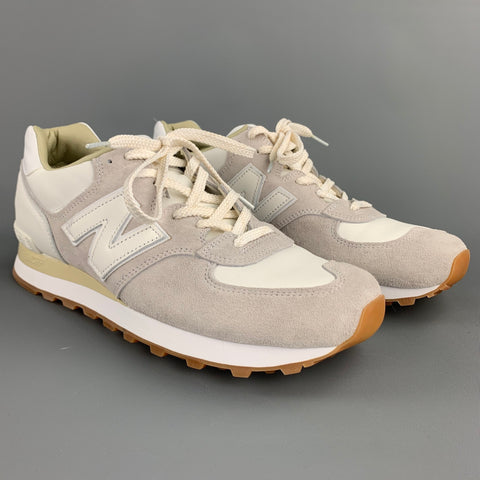 NEW BALANCE 575 Classic Size 10.5 White Two Toned Leather Grey Sneakers