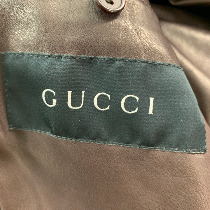 GUCCI Size XS Brown Leather Motorcycle Jacket