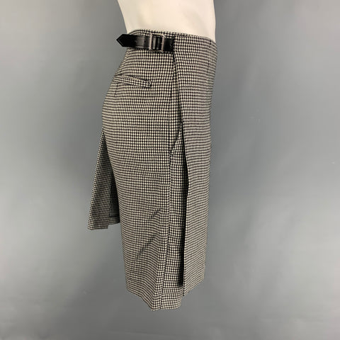 COMME des GARCONS BLACK Size L Black White Houndstooth Wool Pleated Skirt Shorts
