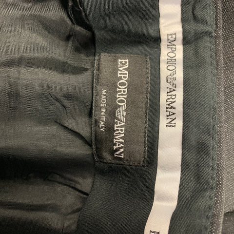 EMPORIO ARMANI Size 36 Charcoal Wool Peak Lapel Suit
