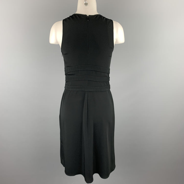 VALENTINO Size 6 Black Acetate / Silk Sleeveless Sheath Cocktail Dress