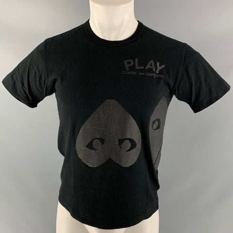 COMME des GARCONS PLAY Size S Black Graphic Cotton Crew-Neck T-shirt