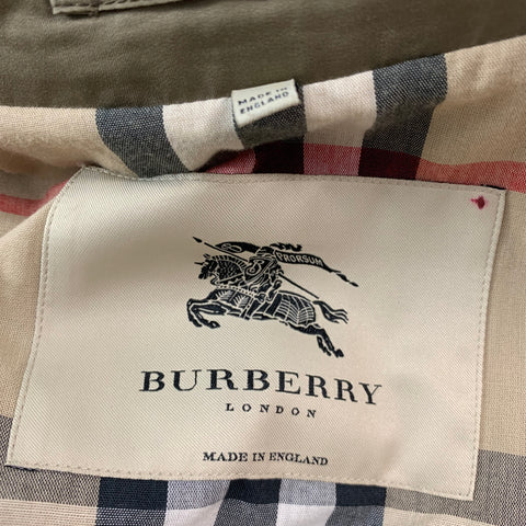 BURBERRY LONDON Size L Green Cotton Patch Pockets Trenchcoat
