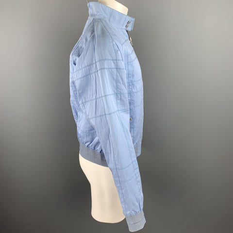CALVIN KLEIN COLLECTION Size 38 Light Blue Stitched Cotton / Acrylic Zip Up Jacket
