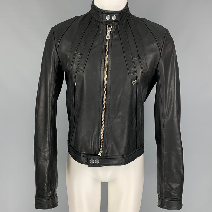DSQUARED2 Size 40 Black Leather Motorcycle Jacket