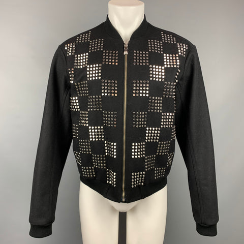 VERSUS by GIANNI VERSACE Size 38 Black & Silver Studded Jacket