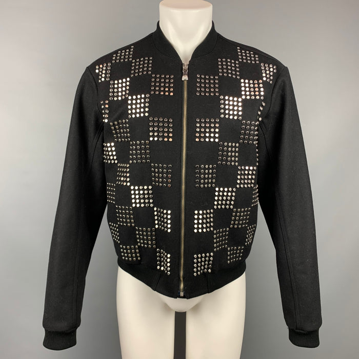 VERSUS by GIANNI VERSACE Size 38 Black & Silver Studded Jacket