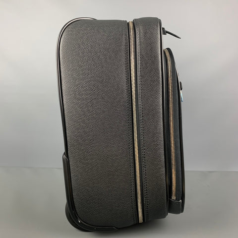 LOUIS VUITTON All Pilot Case  Black Textured Leather Carry-On Roller Luggage Bag