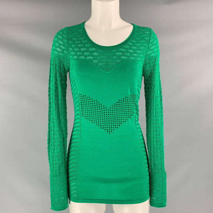 CATHERINE MALANDRINO Size S Green Viscose Blend Textured Pullover