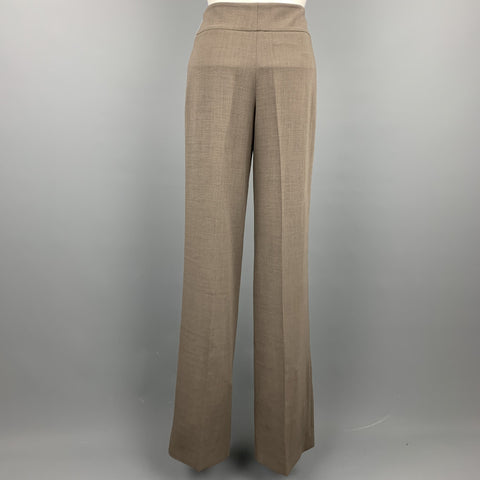 AKRIS Size 4 Olive Wool / Nylon High Waisted Wide Leg Dress Pants