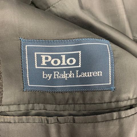 POLO by RALPH LAUREN 42 Long Charcoal Pinstripe Wool / Cashmere Notch Lapel  Suit