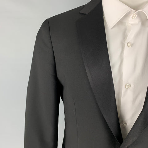 JOHN VARVATOS Size 38 Black Wool Tuxedo Sport Coat