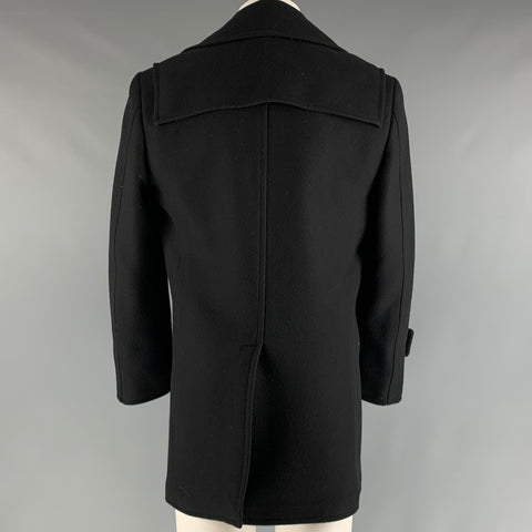 GUCCI Size 38 Black Solid Wool Peacoat Coat