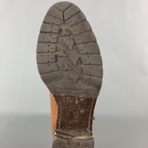 RALPH LAUREN Talla 8.5 Botas con doble hebilla a media pantorrilla de cuero color canela