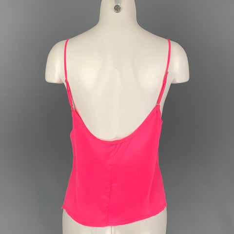 LOVESHACKFANCY Size S Pink Silk Solid Slip Dress Top