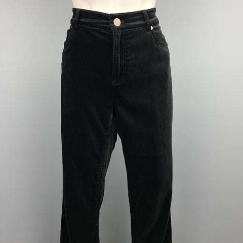 LORO PIANA Size 12 Black Cotton Slim Fit Dress Pants