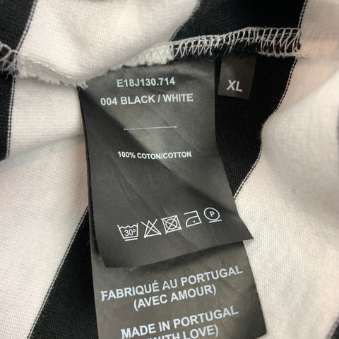 AMI by ALEXANDRE MATTIUSSI Size XL Black & White Stripe Cotton Crew-Neck Pullover
