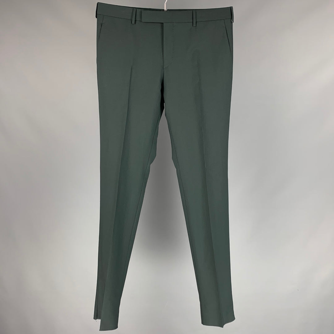 PRADA Size 34 Forest Green Wool / Mohair Zip Fly Dress Pants