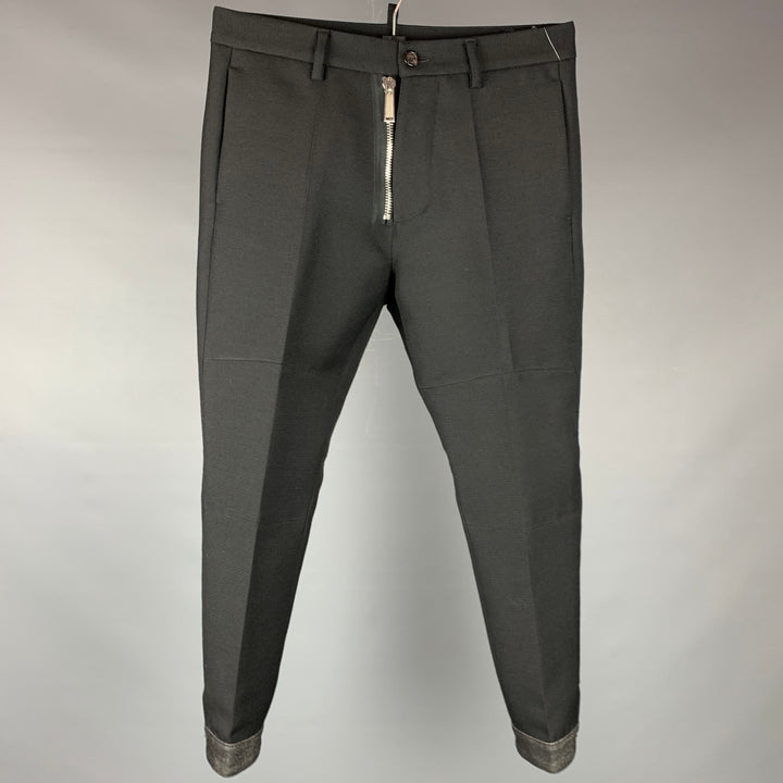 DSQUARED2 Size 28 Black Wool Blend Cropped Dress Pants