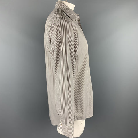 PAUL SMITH Size L Gray Stripe Cotton French Cuff Long Sleeve Shirt