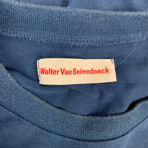 WALTER VAN BEIRENDONCK 2011 Hand On Heart Size XL Blue & Red Applique Cotton Long Sleeve Pullover