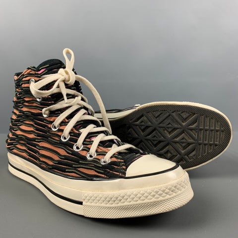 CONVERSE Size 8 Black Multi-Color High Top Sneakers