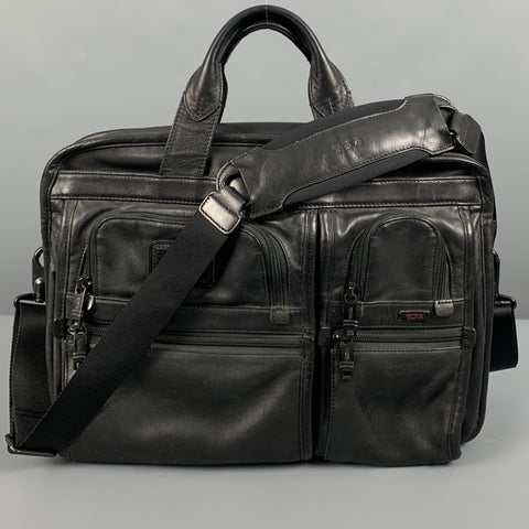 TUMI Grey Leather Briefcase Bag