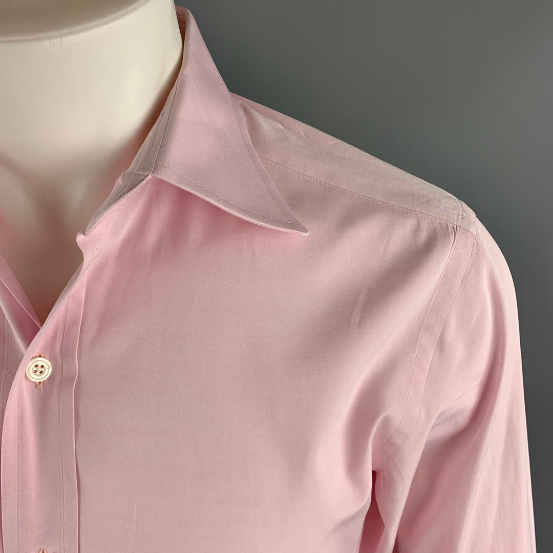 TOM FORD Size M Pink Cotton Button Up Pointed Collar Long Sleeve Shirt
