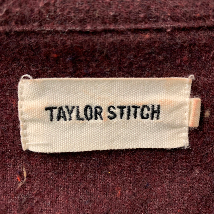 TAYLOR STITCH Size L Burgundy Heather Cotton Patch Pockets Long Sleeve Shirt