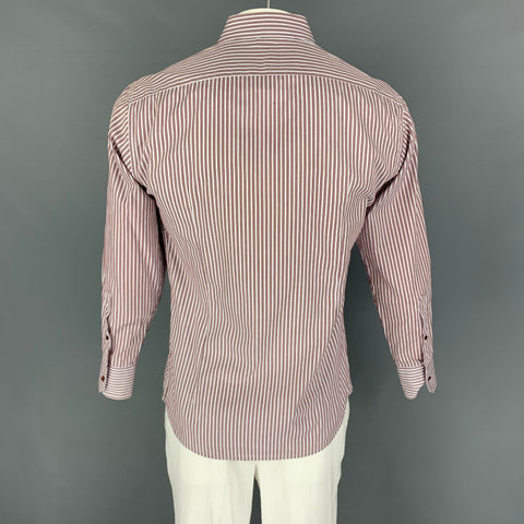 GUCCI Size L White Red Stripe Long Sleeve Shirt