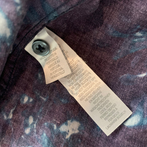 PS by PAUL SMITH Size L Navy & Blue Print Cotton Button Down Short Sleeve Shirt