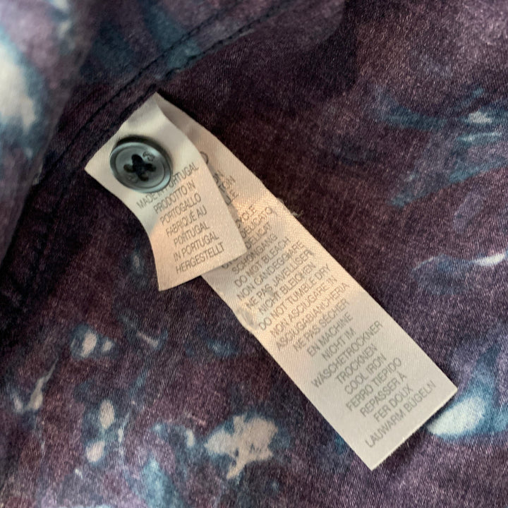 PS by PAUL SMITH Camisa de manga corta con botones de algodón con estampado azul marino y azul talla L