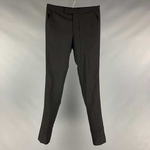 BAND OF OUTSIDERS Taille 32 Pantalon habillé en laine unie noire Zip Fly
