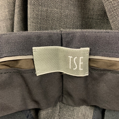 TSE Size 34 Grey Wool Flat Front Dress Pants