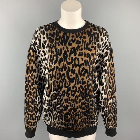 STELLA McCARTNEY Size S Black & Tan Leopard Viscose Blend Pullover