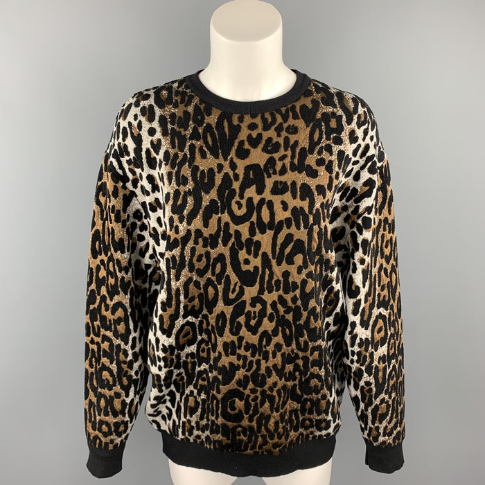 STELLA McCARTNEY Size S Black & Tan Leopard Viscose Blend Pullover
