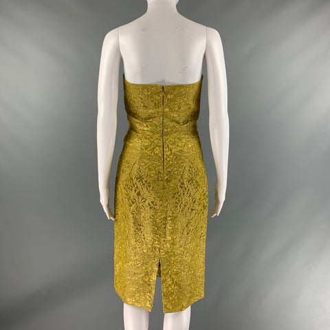 MICHAEL KORS COLLECTION  Size 4 Gold Silk Blend Metallic Strapless Dress