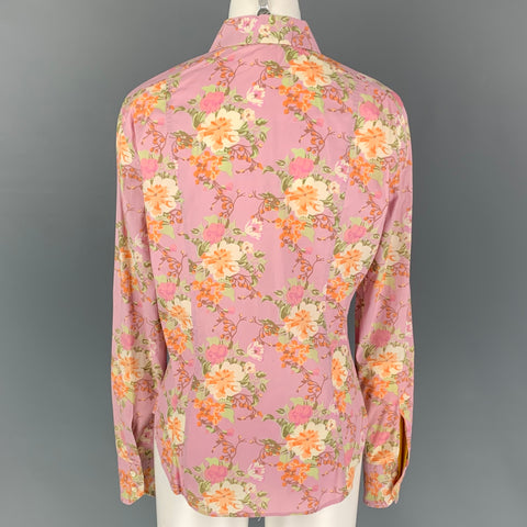 ETRO Size M Lilac Orange Floral Button Down Blouse