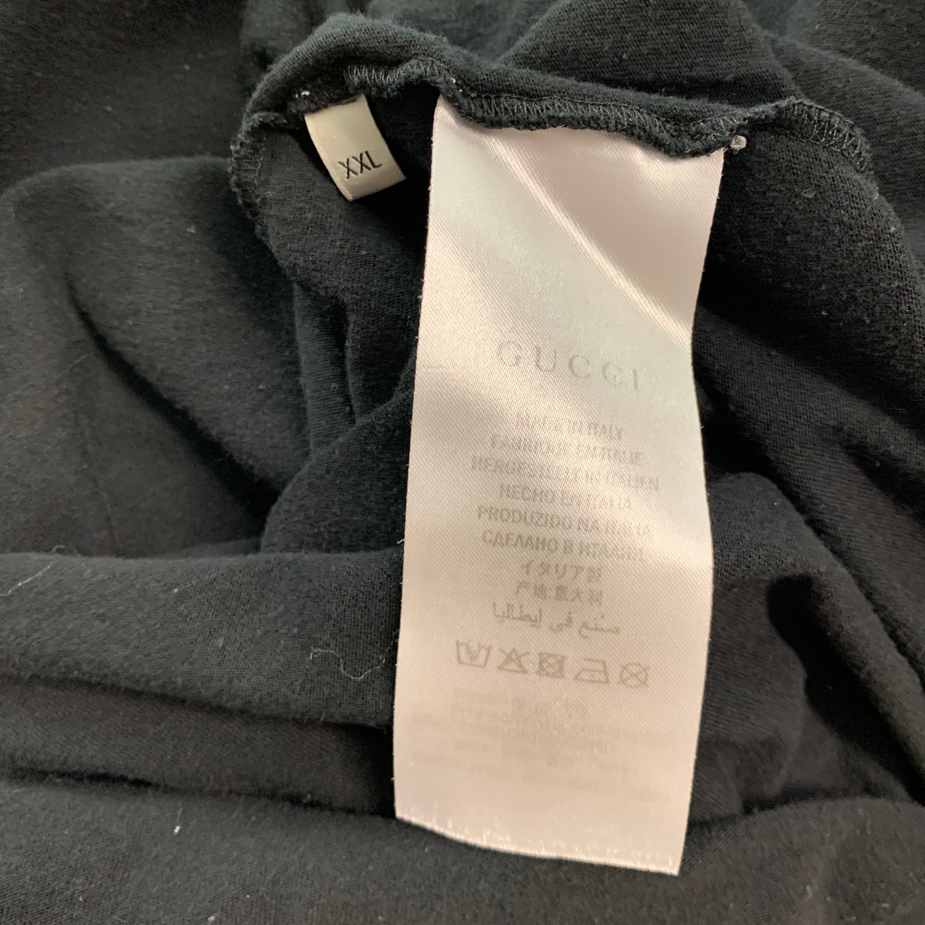 GUCCI Size XXL Black Logo Cotton Crew-Neck T-shirt – Sui Generis