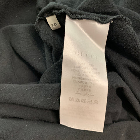 GUCCI Size XXL Black Logo Cotton Crew-Neck T-shirt