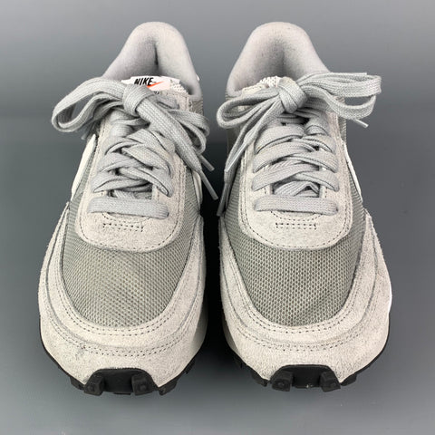 Zapatillas NIKE x SACAI FRAGMENT Talla 7 Gris Blanco Plataforma de malla LD WAFFLE