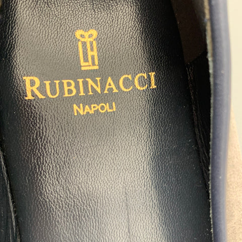 RUBINACCI Size 11 Grey Navy Solid Leather Slip On Loafers