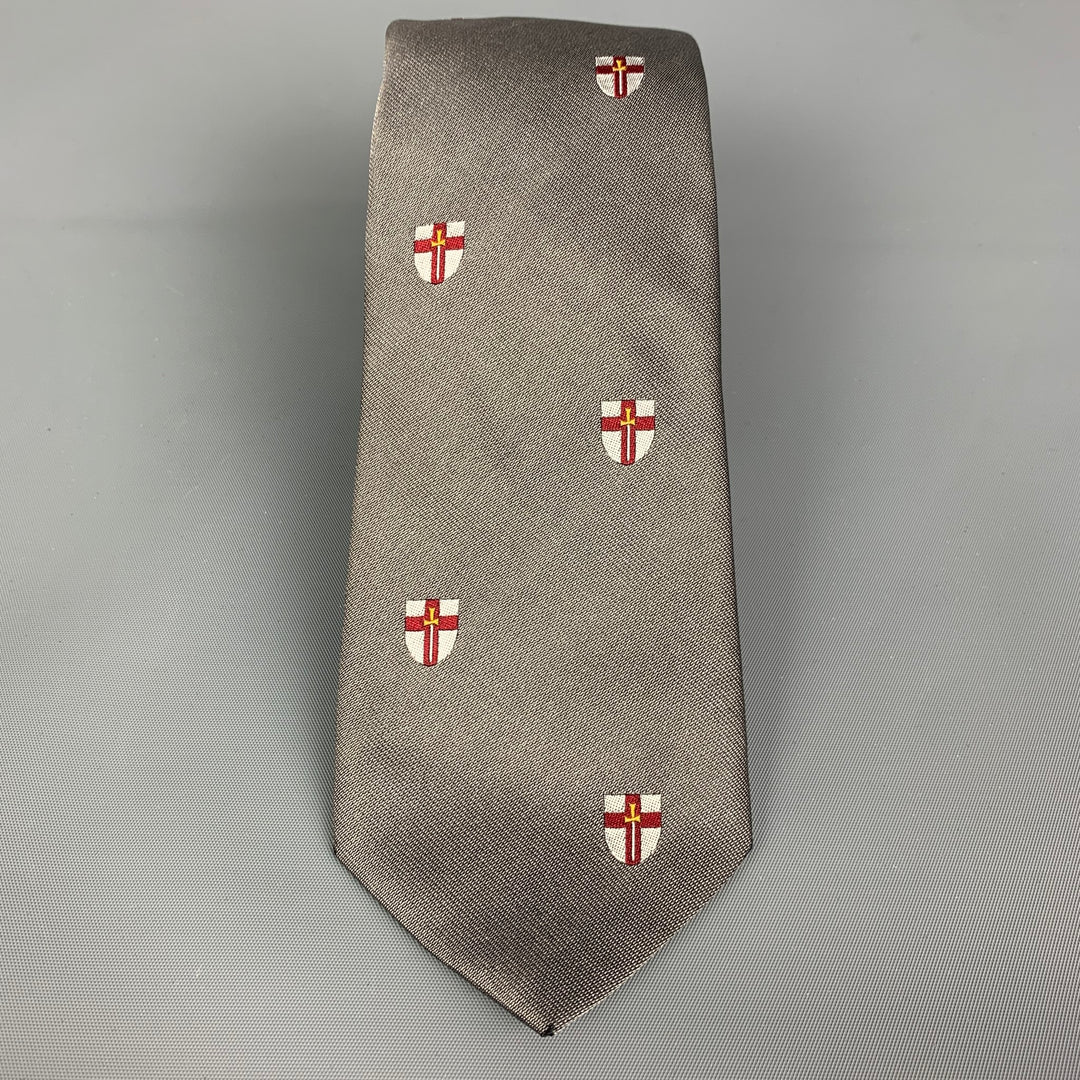 Corbata de seda BREUER cruces rojas plateadas
