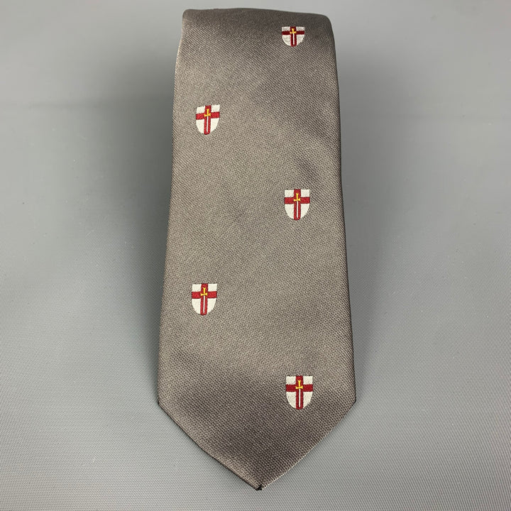 Corbata de seda BREUER cruces rojas plateadas