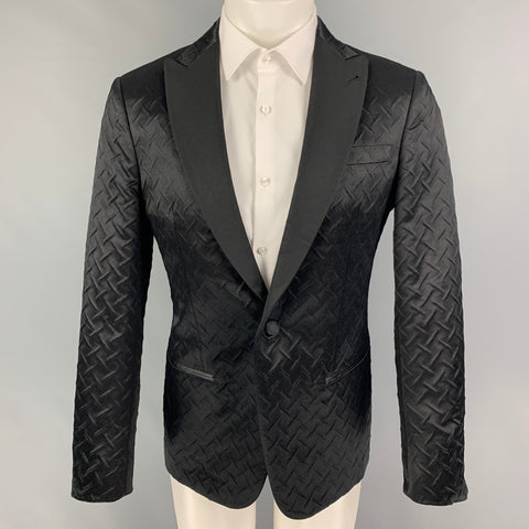 GIORGIO ARMANI Size 38 Black Textured Polyester Blend Sport Coat