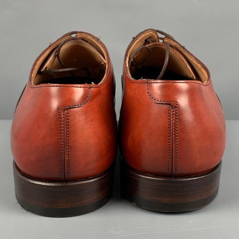 JOSEPH CHEANEY Size 10.5 Burgundy Solid Leather Cap Toe Lace Up Shoes