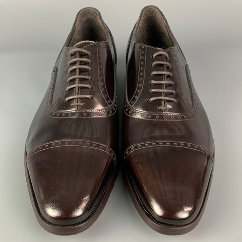 PAUL SMITH Size 9 Brown Perforated Leather Cap Toe Lace Up Shoes