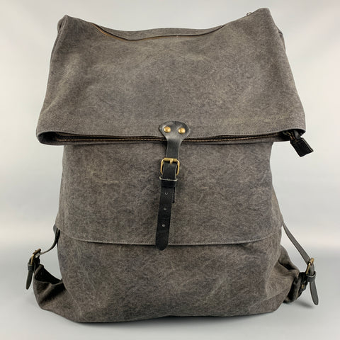 MARTIN MARGIELA Charcoal Canvas Cotton Shoulder Strap Sack Bag